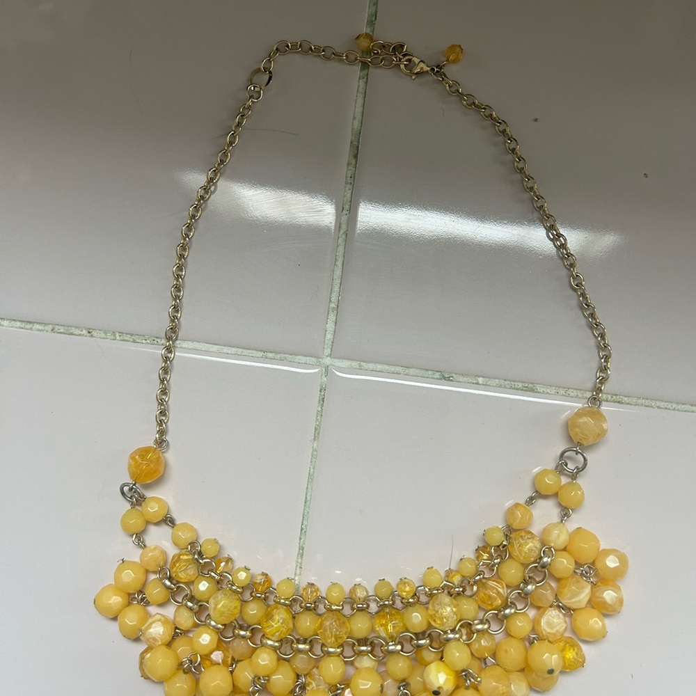Yellow Beaded Statement Necklace
